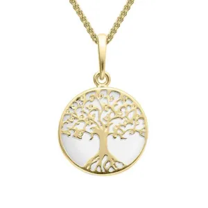 9ct Yellow Gold Bauxite Small Round Tree Of Life Necklace