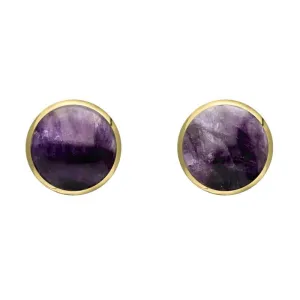 9ct Yellow Gold Blue John 6mm Classic Medium Round Stud Earrings
