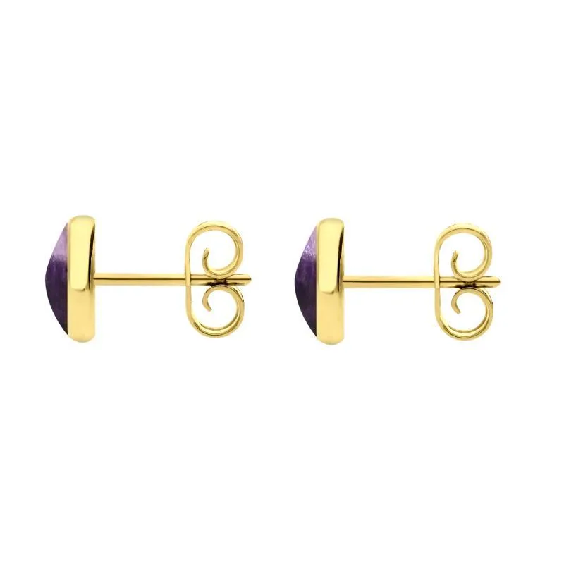 9ct Yellow Gold Blue John 6mm Classic Medium Round Stud Earrings