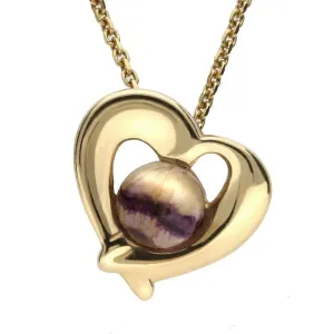 9ct Yellow Gold Blue John Abstract Heart Necklace