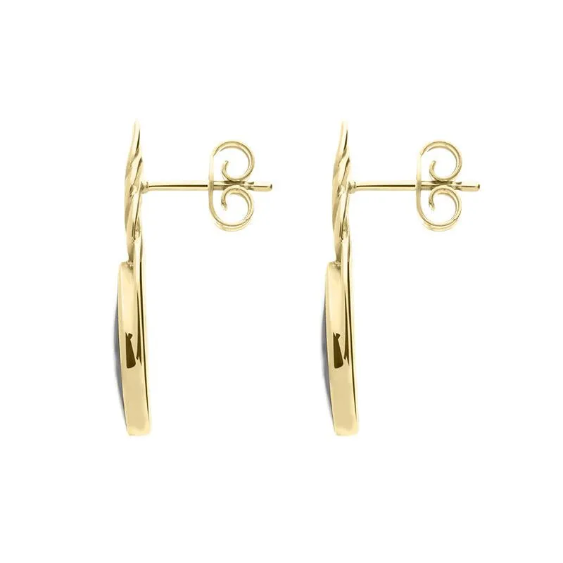 9ct Yellow Gold Blue John Celtic Long Marquise Stud Earrings