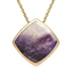 9ct Yellow Gold Blue John Cushion Necklace