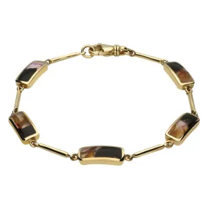 9ct Yellow Gold Blue John Five Stone Oblong Bar Bracelet