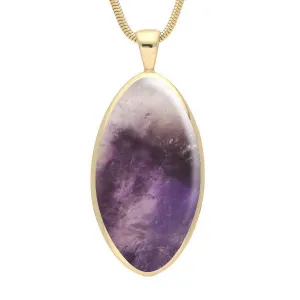 9ct Yellow Gold Blue John Large Oval Necklace