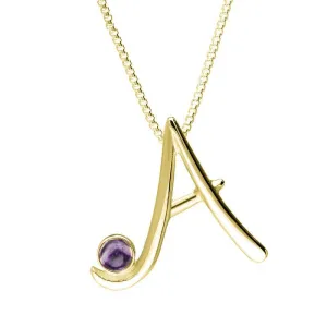9ct Yellow Gold Blue John Love Letters Initial A Necklace