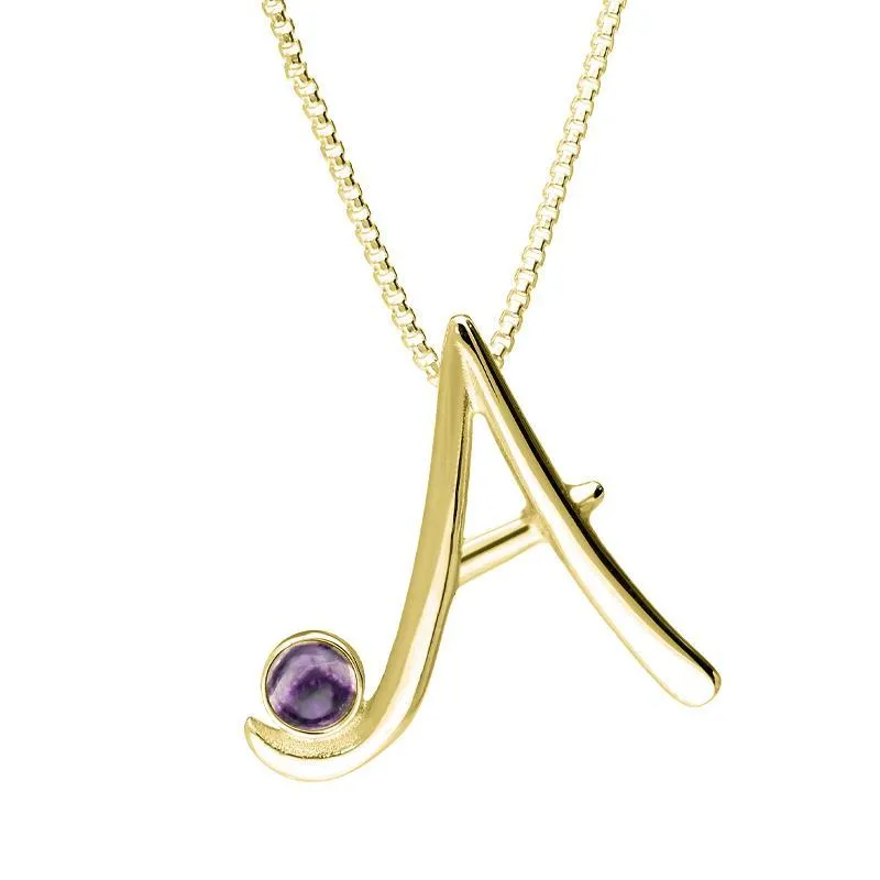9ct Yellow Gold Blue John Love Letters Initial A Necklace