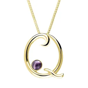 9ct Yellow Gold Blue John Love Letters Initial Q Necklace