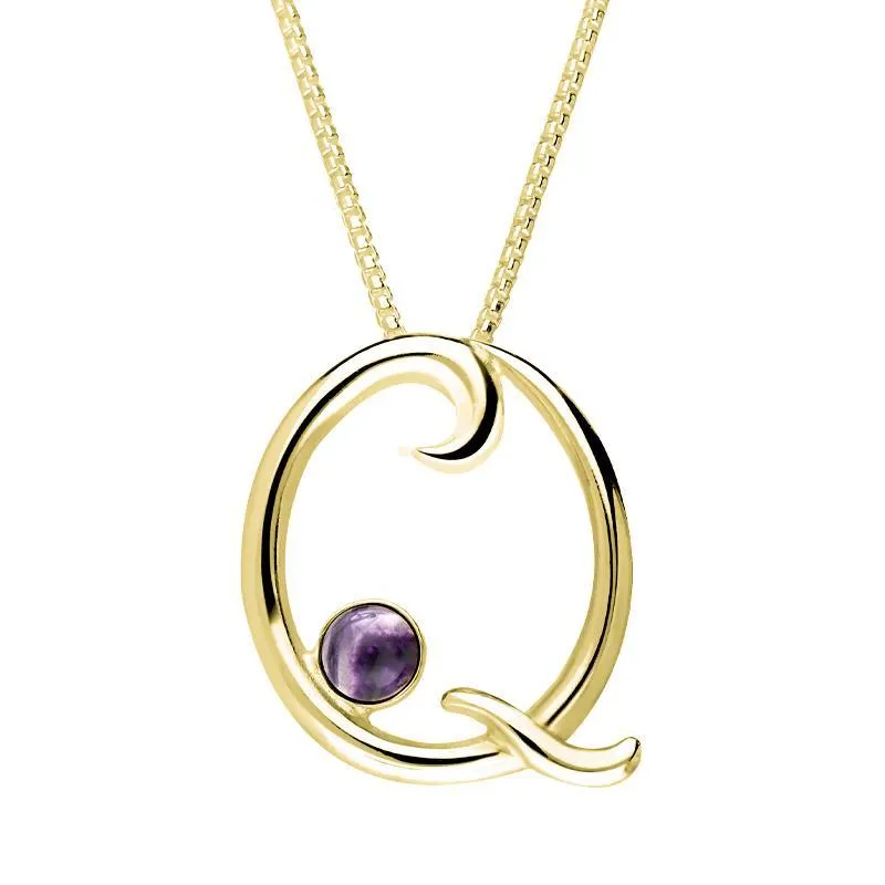 9ct Yellow Gold Blue John Love Letters Initial Q Necklace