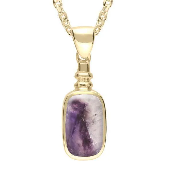 9ct Yellow Gold Blue John Oblong Bottle Top Necklace