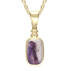 9ct Yellow Gold Blue John Oblong Bottle Top Necklace
