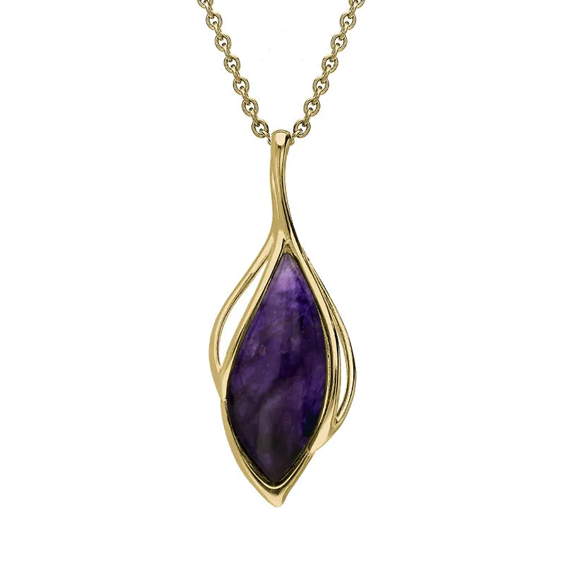9ct Yellow Gold Blue John Open Marquise Two Piece Set
