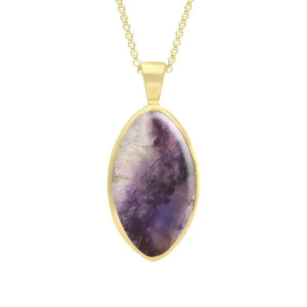 9ct Yellow Gold Blue John Oval Necklace
