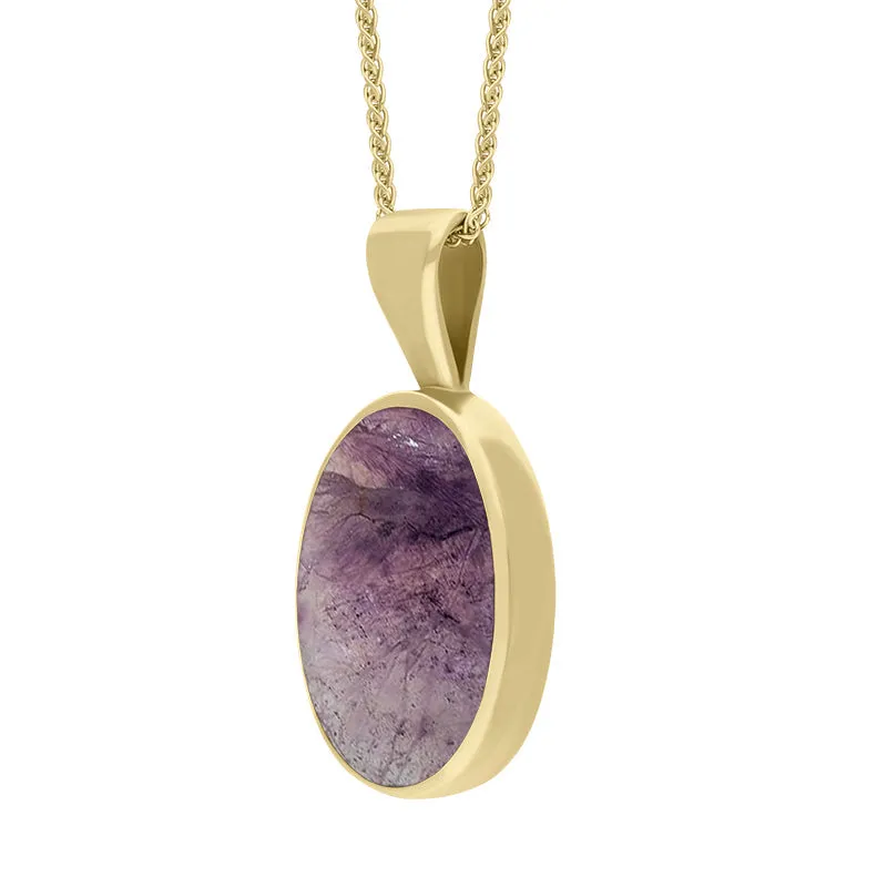 9ct Yellow Gold Blue John Oval Necklace