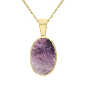 9ct Yellow Gold Blue John Oval Necklace