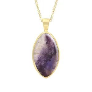 9ct Yellow Gold Blue John Oval Necklace