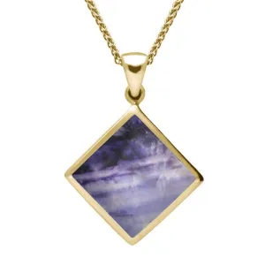 9ct Yellow Gold Blue John Rhombus Necklace