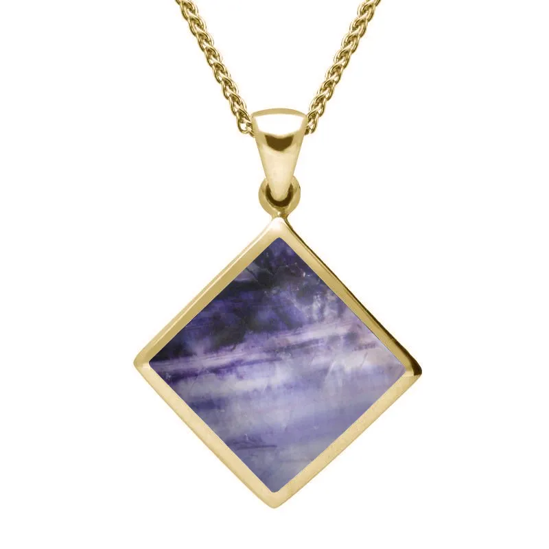 9ct Yellow Gold Blue John Rhombus Necklace
