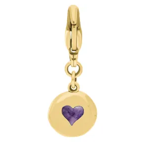 9ct Yellow Gold Blue John Round Shaped Heart Clip Charm