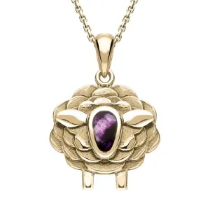 9ct Yellow Gold Blue John Sheep Necklace