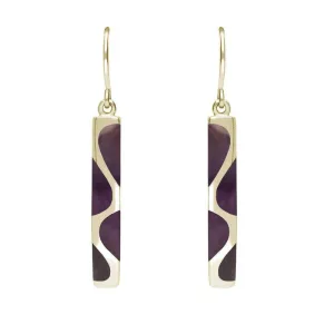 9ct Yellow Gold Blue John Slim Four Stone Drop Earrings D