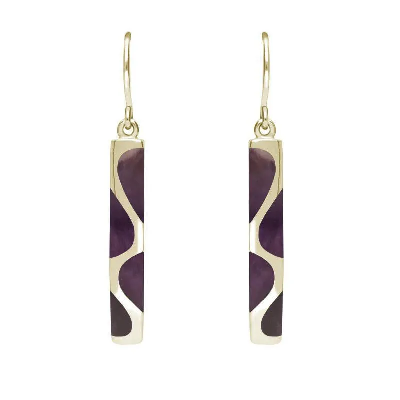 9ct Yellow Gold Blue John Slim Four Stone Drop Earrings D