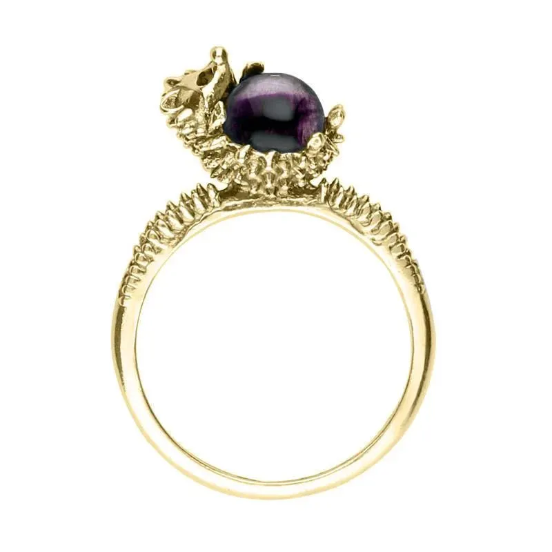 9ct Yellow Gold Blue John Tiny Hedgehog Ring