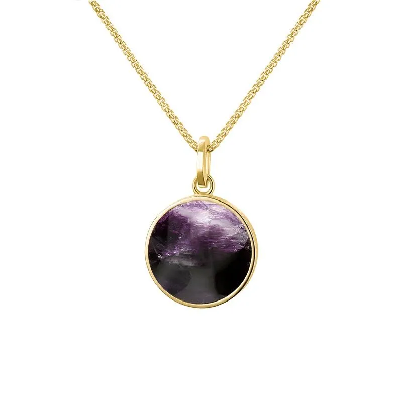 9ct Yellow Gold Blue John  Zodiac Aries Round Necklace