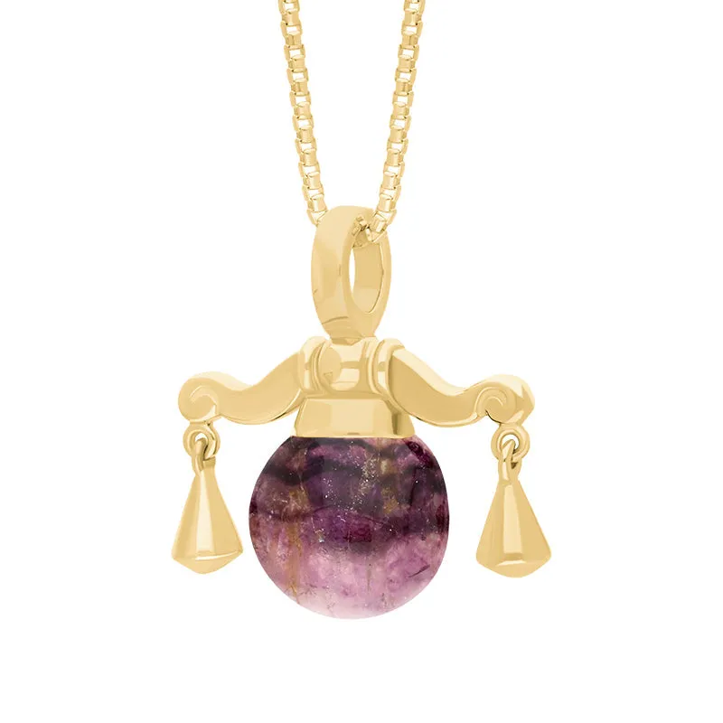 9ct Yellow Gold Blue John Zodiac Libra 8mm Bead Pendant