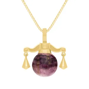 9ct Yellow Gold Blue John Zodiac Libra 8mm Bead Pendant