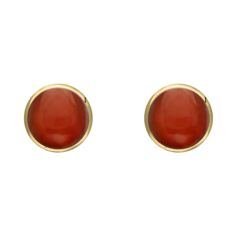 9ct Yellow Gold Carnelian 5mm Classic Small Round Stud Earrings