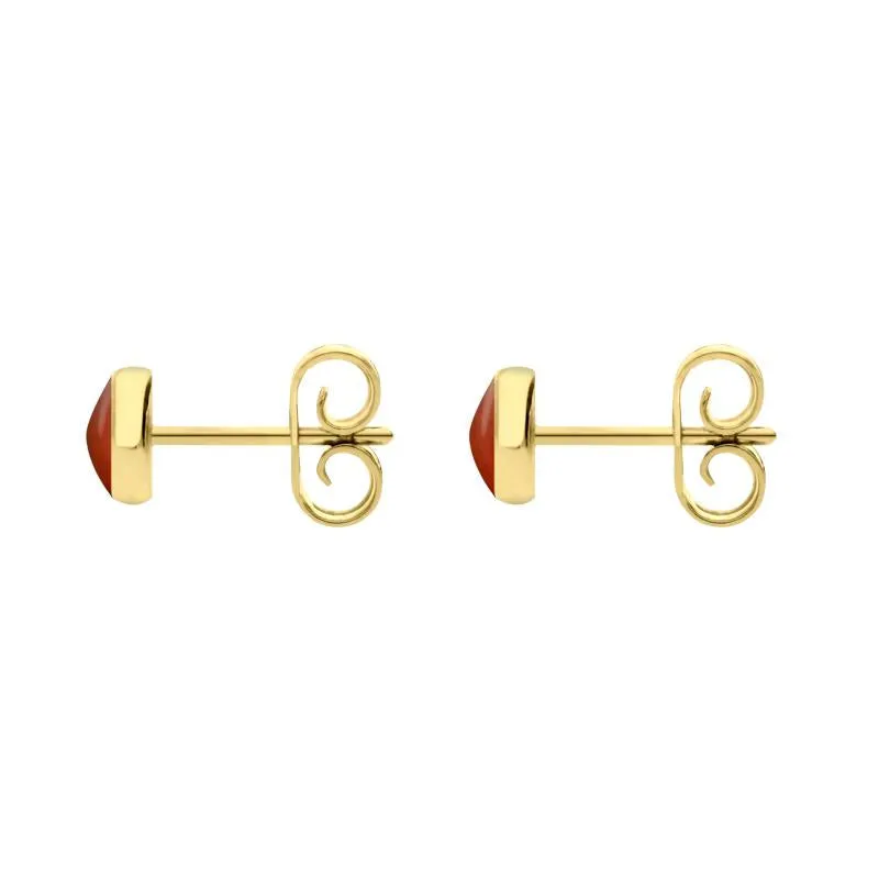 9ct Yellow Gold Carnelian 5mm Classic Small Round Stud Earrings