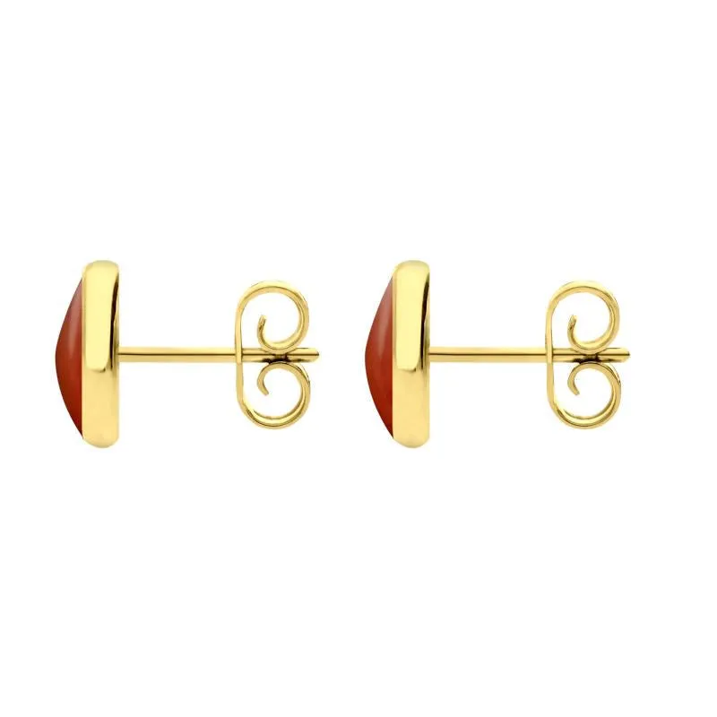 9ct Yellow Gold Carnelian 8mm Classic Large Round Stud Earrings D