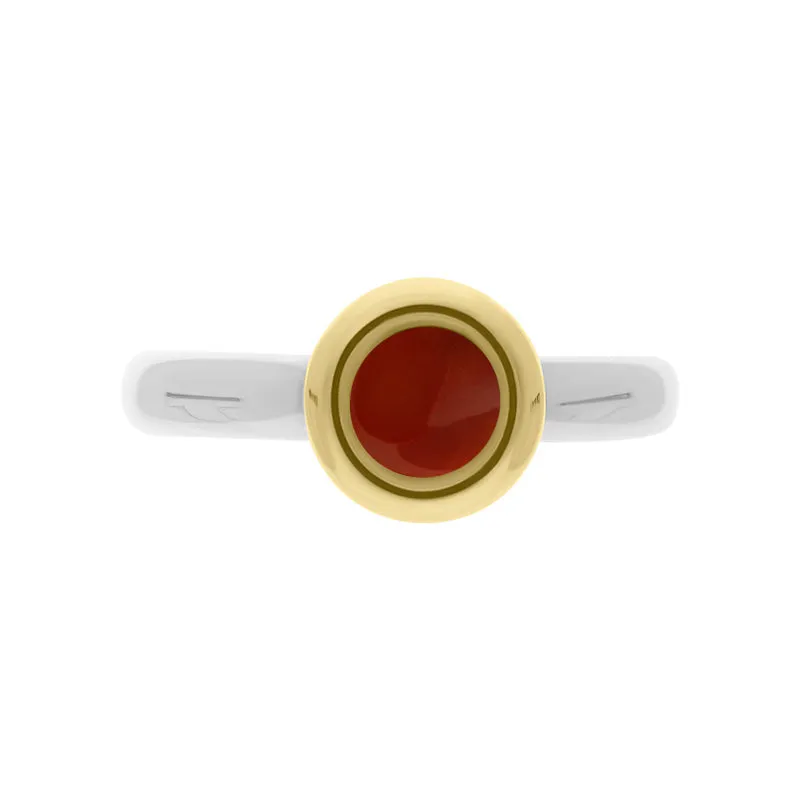 9ct Yellow Gold Carnelian Stepping Stones Bead Cup Stacking Ring
