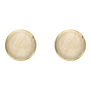 9ct Yellow Gold Coquina 8mm Classic Large Round Stud Earrings