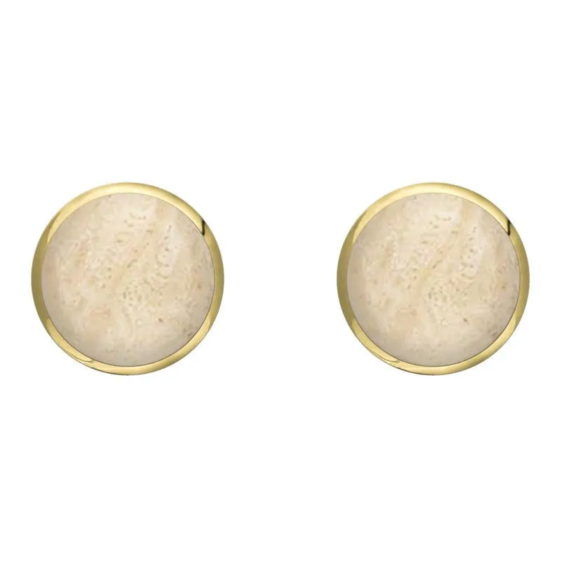 9ct Yellow Gold Coquina 8mm Classic Large Round Stud Earrings