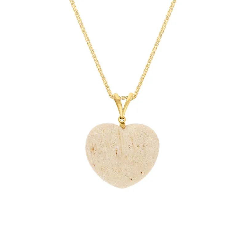 9ct Yellow Gold Coquina Large Heart Split Bail Pendant Necklace