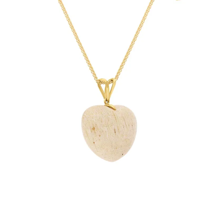 9ct Yellow Gold Coquina Large Heart Split Bail Pendant Necklace