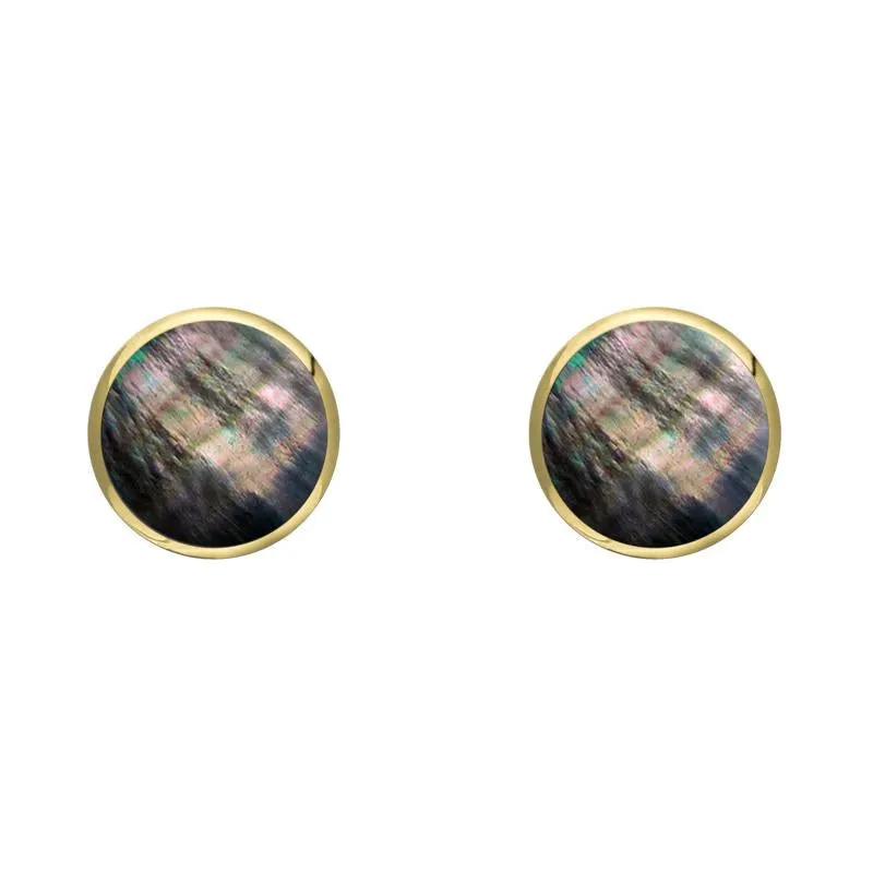 9ct Yellow Gold Dark Mother of Pearl 5mm Classic Small Round Stud Earrings