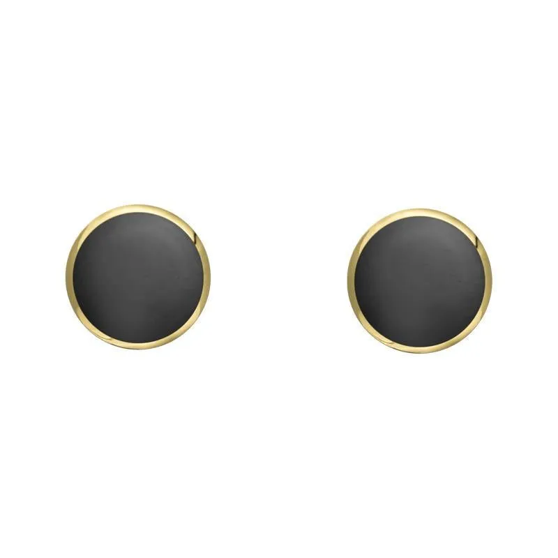 9ct Yellow Gold Hematite 4mm Classic Small Round Stud Earrings