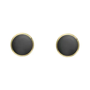 9ct Yellow Gold Hematite 4mm Classic Small Round Stud Earrings