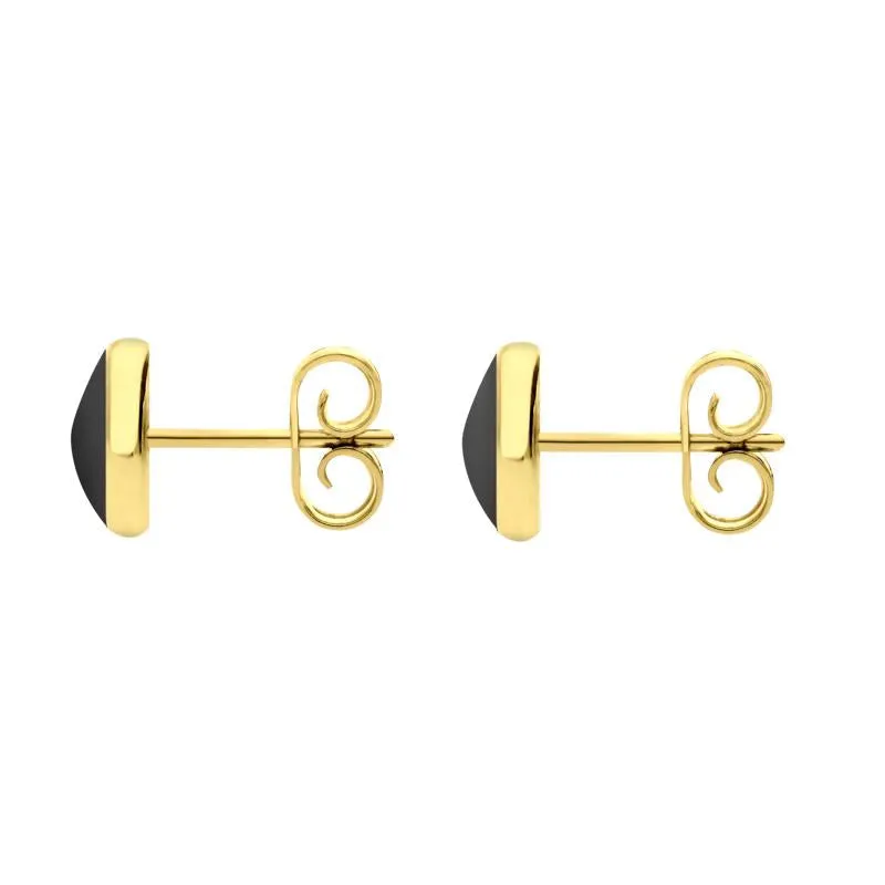 9ct Yellow Gold Hematite 6mm Classic Medium Round Stud Earrings