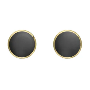 9ct Yellow Gold Hematite 6mm Classic Medium Round Stud Earrings