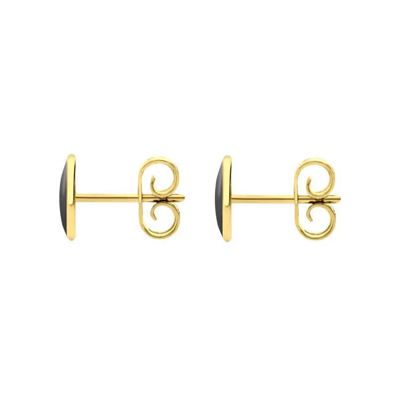 9ct Yellow Gold Hematite 7 x 5mm Classic Small Oval Stud Earrings