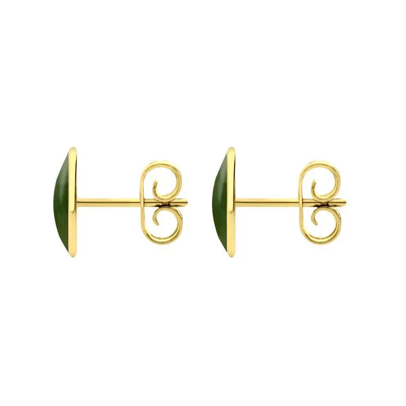 9ct Yellow Gold Jade 8 x 10mm Classic Large Oval Stud Earrings