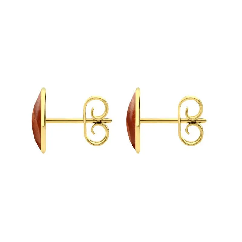 9ct Yellow Gold Jasper 8 x 10mm Classic Large Oval Stud Earrings