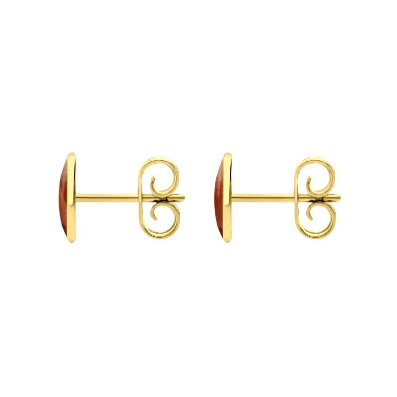 9ct Yellow Gold Jasper 8 x 6mm Classic Medium Oval Stud Earrings