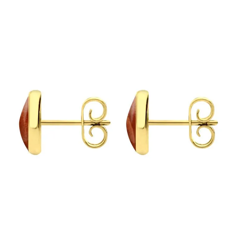 9ct Yellow Gold Jasper 8mm Classic Large Round Stud Earrings
