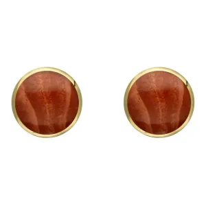 9ct Yellow Gold Jasper 8mm Classic Large Round Stud Earrings