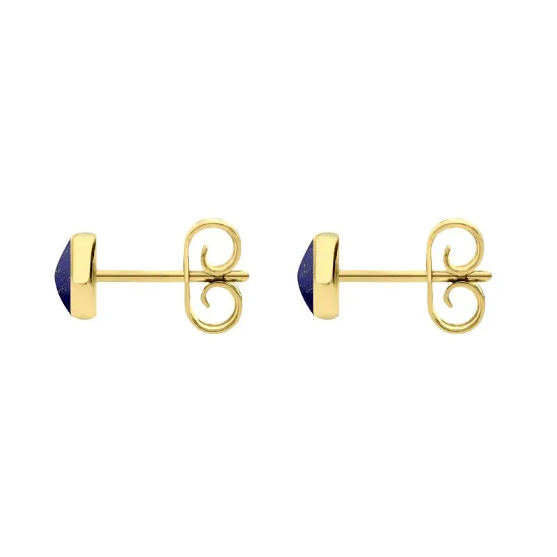 9ct Yellow Gold Lapis Lazuli 5mm Classic Small Round Stud Earrings