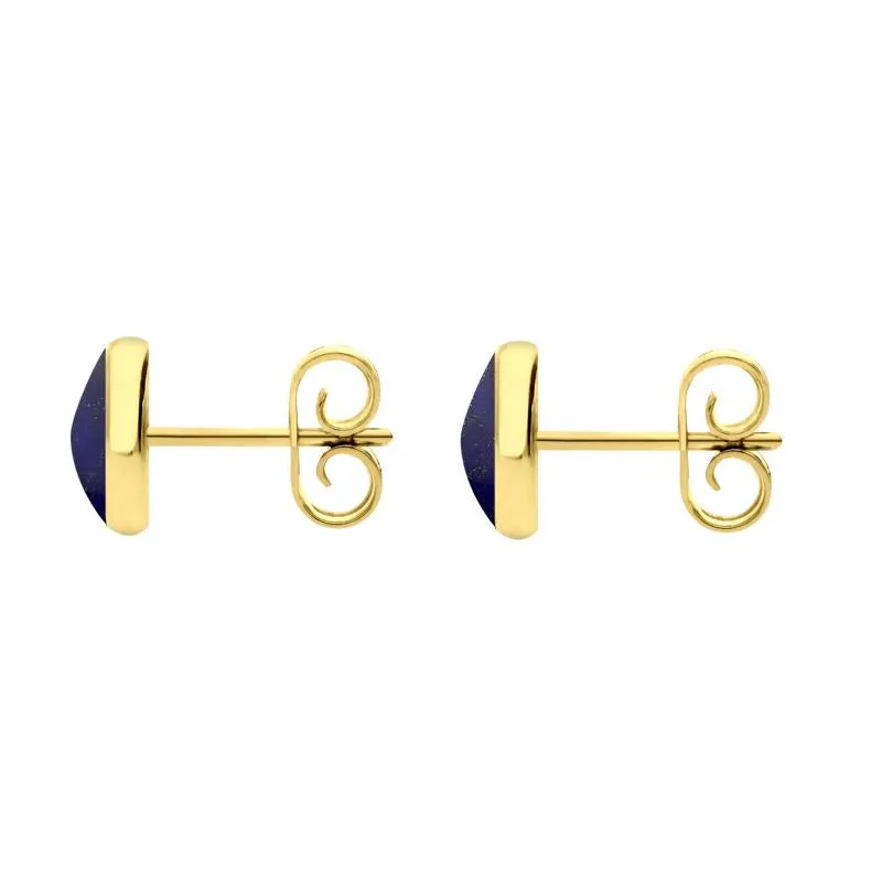 9ct Yellow Gold Lapis Lazuli 6mm Classic Medium Round Stud Earrings